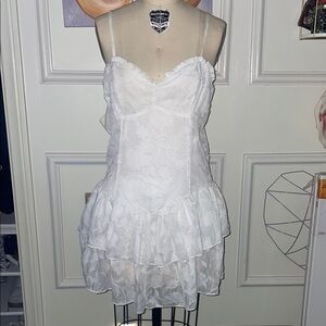 White Lace Layered Mini Dress